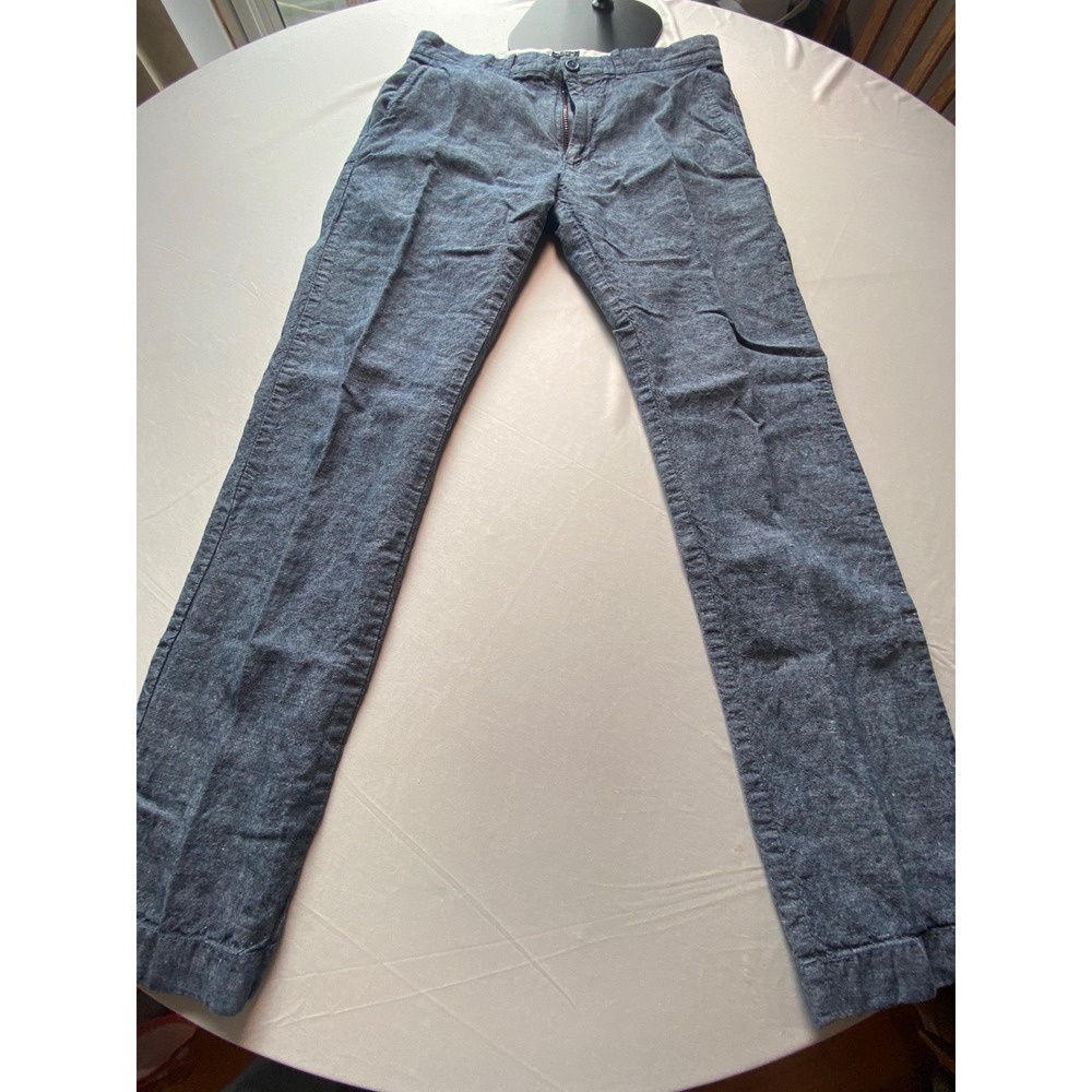 J.Crew The Driggs Slim Fit Linen Cotton Blue Pants 30x30 F0565 Chambray Chinos